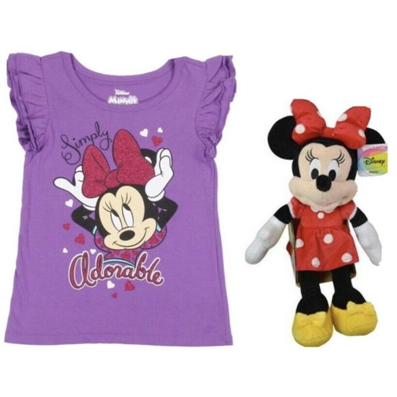 DIsney Minnie Mouse Plush 13” and 5T Minnie Mouse